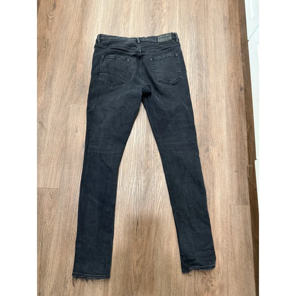Purple Brand P001 Skinny Jeans Mens 31 Faded Black Raw Hem Low Rise Stretch P001